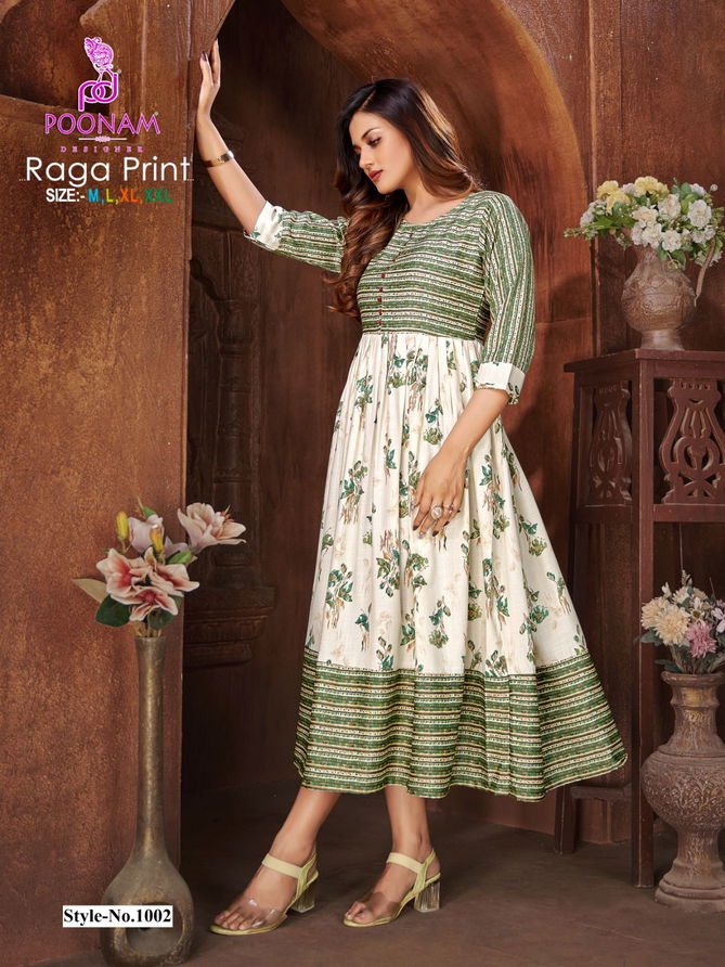 Poonam Raga Festive Wear Wholesale Printed Anarkali Kurtis
